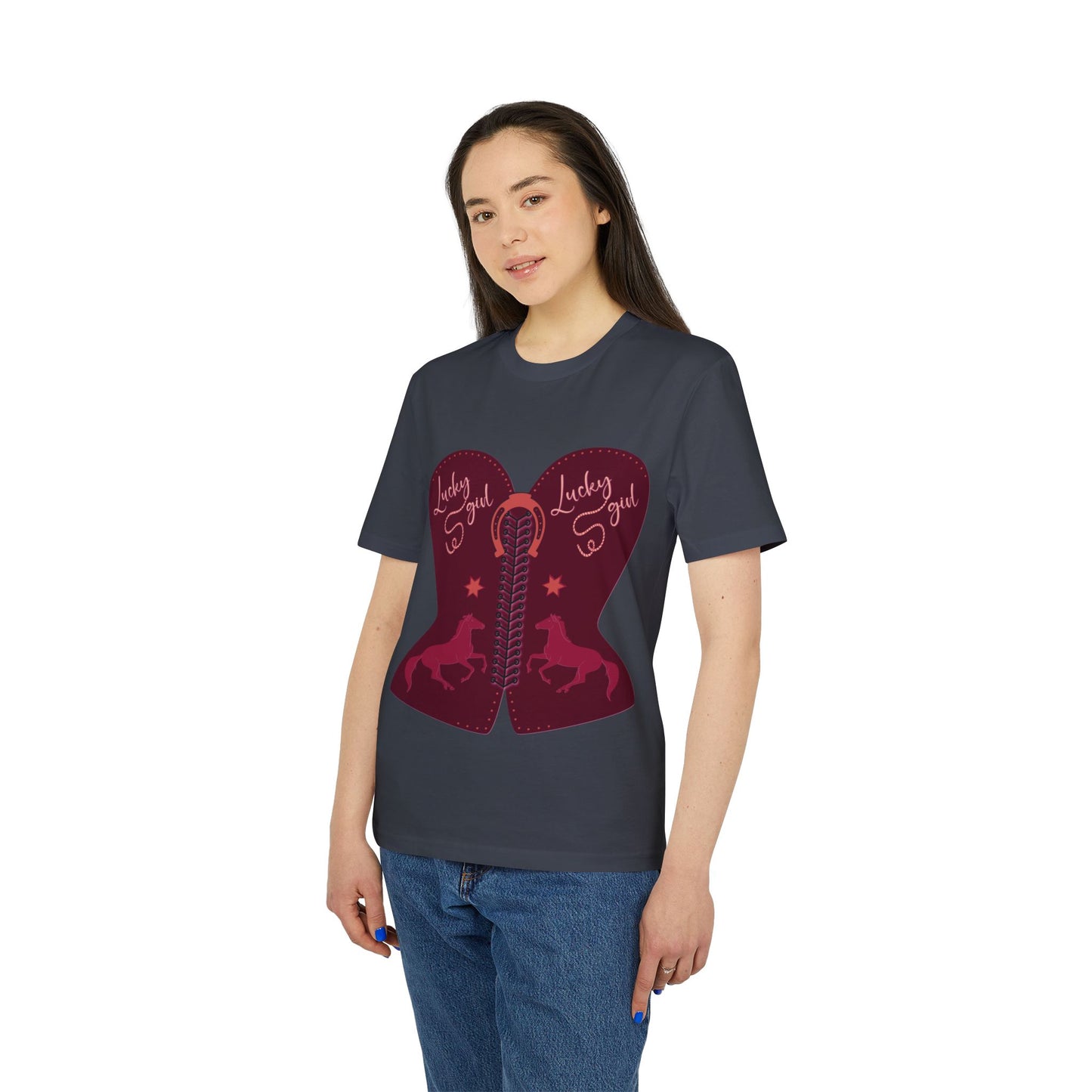 “Lucky Girl” burgundy corset T-Shirt by TwoSiS