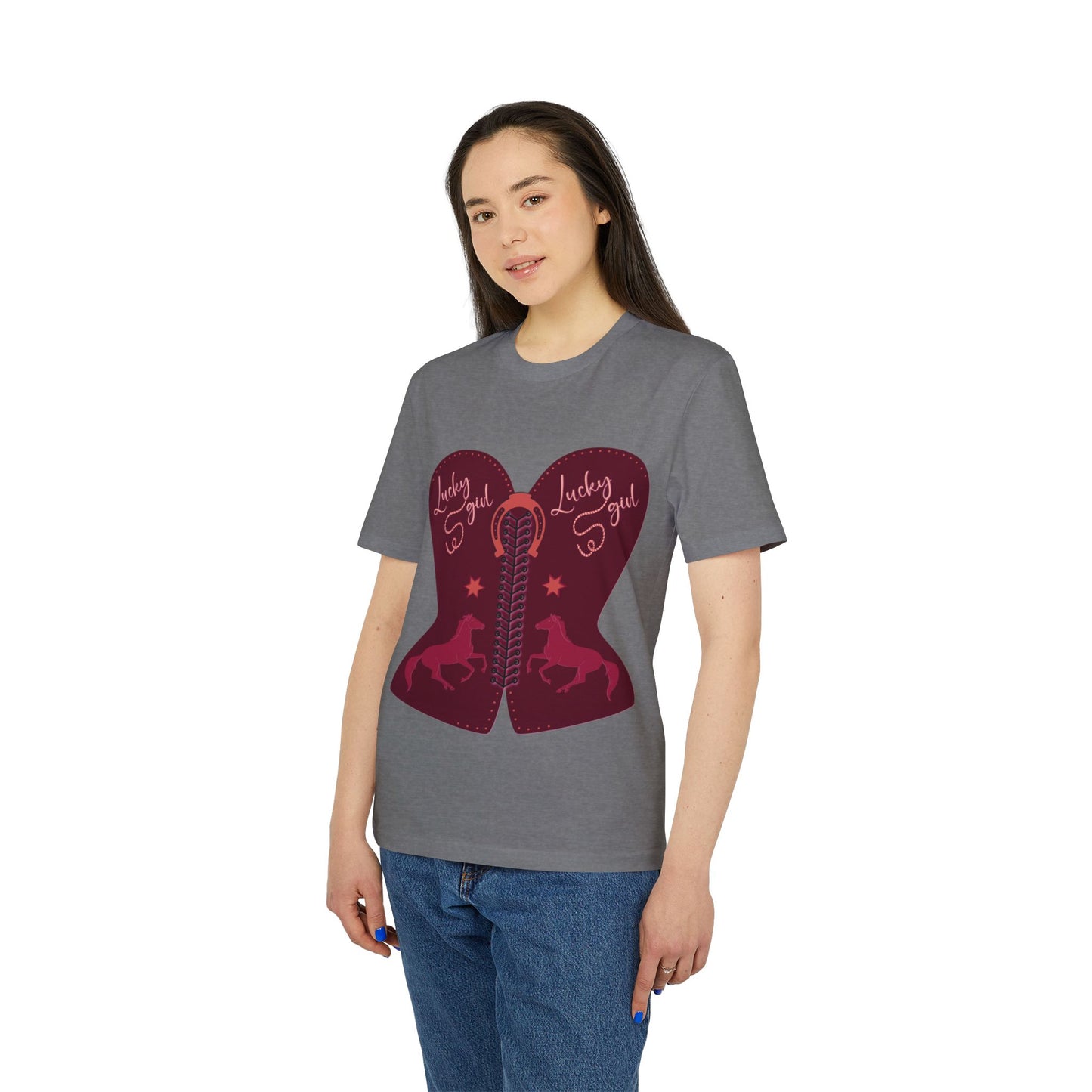 “Lucky Girl” burgundy corset T-Shirt by TwoSiS