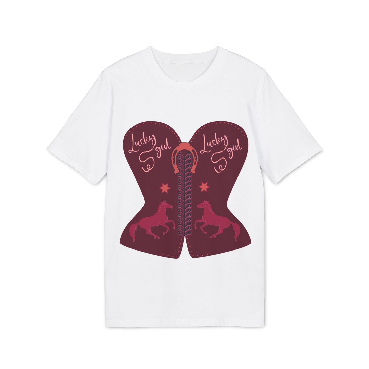 “Lucky Girl” burgundy corset T-Shirt by TwoSiS