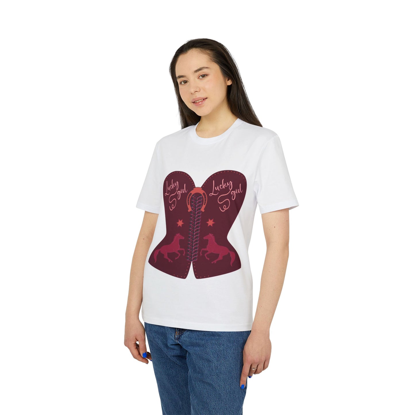 “Lucky Girl” burgundy corset T-Shirt by TwoSiS