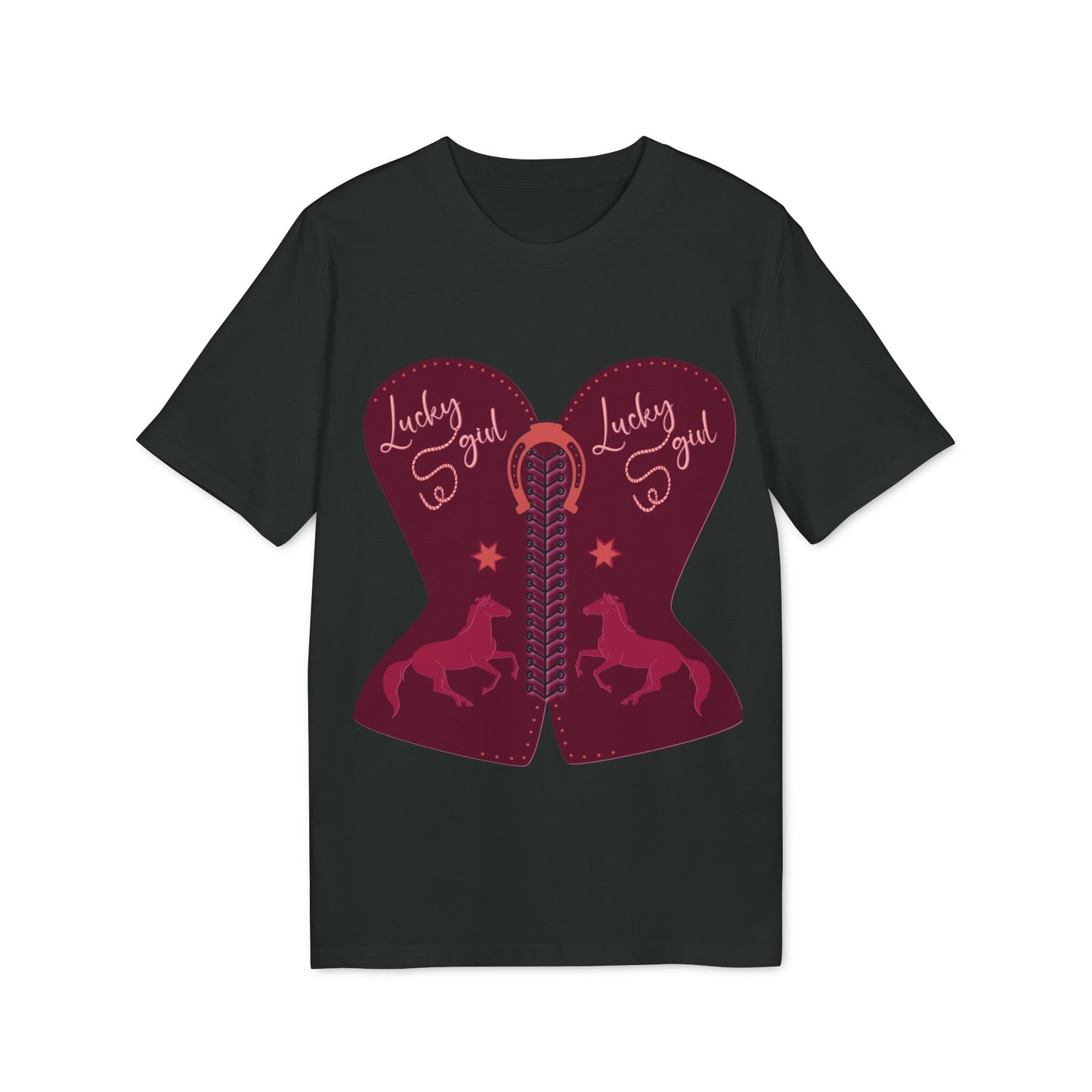 “Lucky Girl” burgundy corset T-Shirt by TwoSiS