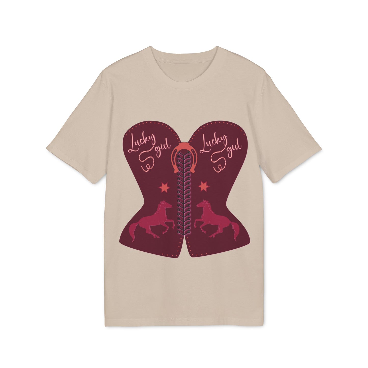 “Lucky Girl” burgundy corset T-Shirt by TwoSiS