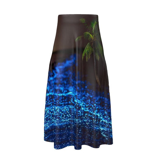 Dream Night Beach, Midi Satin Skirt – 100% Silk