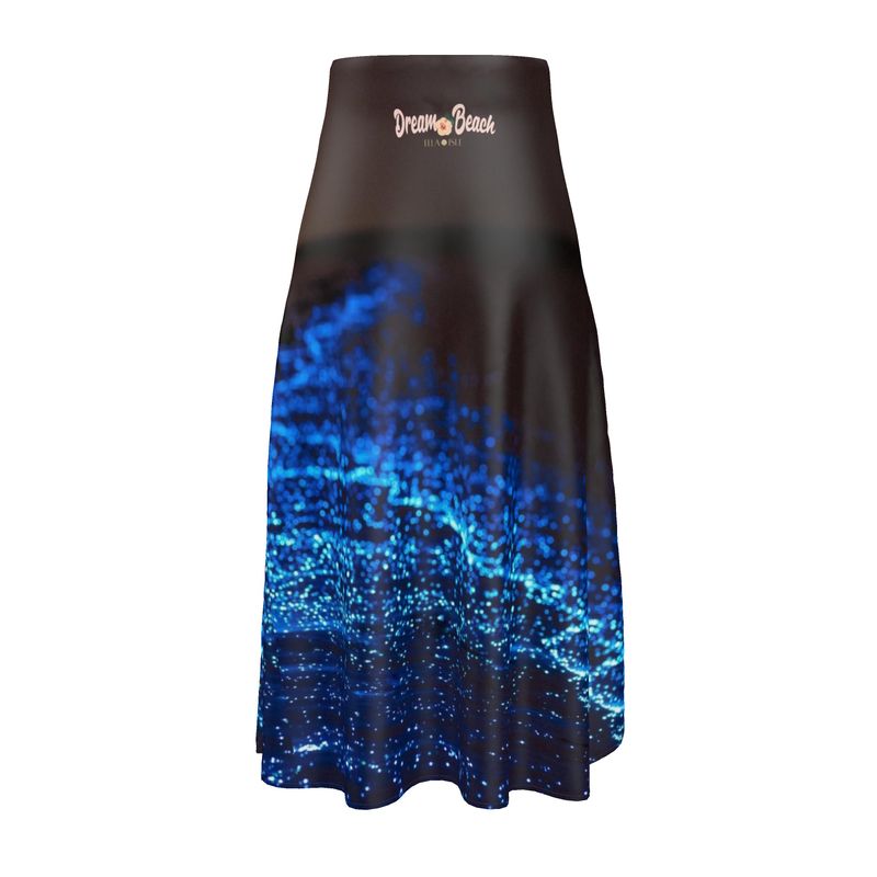 Dream Night Beach, Midi Satin Skirt – 100% Silk