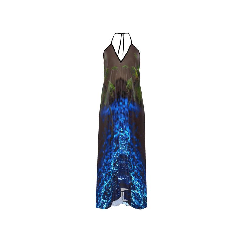 Dream Beach” Silk Halter Dress - 100% Silk