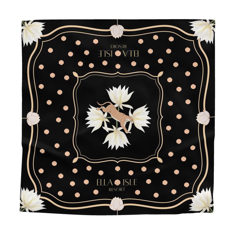 Midnight Lotus Scarf| 100% Silk Scarf – 74x74 cm