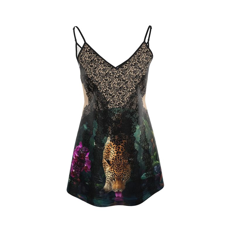 Mystic Jungle Mini Silk Slip Dress