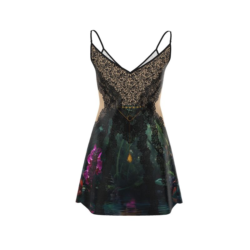Mystic Jungle Mini Silk Slip Dress