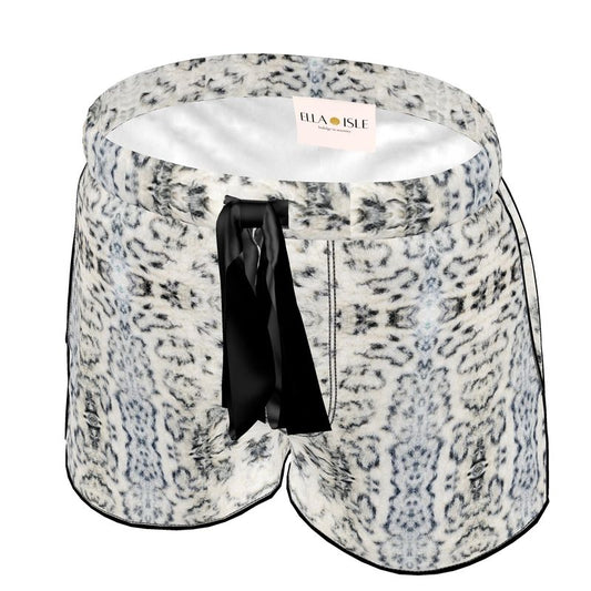 Silk Pyjama Shorts - White Leopard Mist