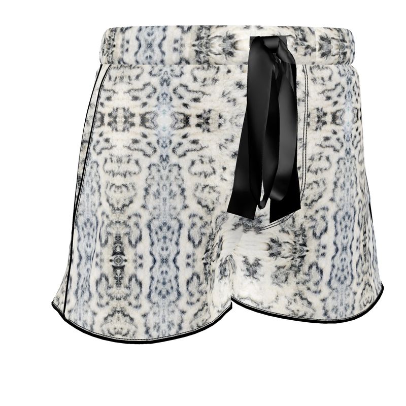 Silk Pyjama Shorts - White Leopard Mist