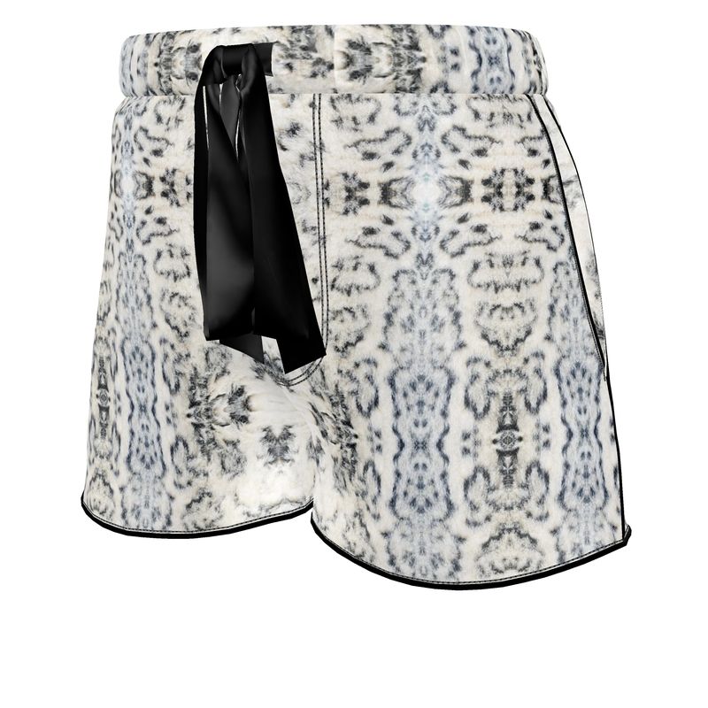 Silk Pyjama Shorts - White Leopard Mist