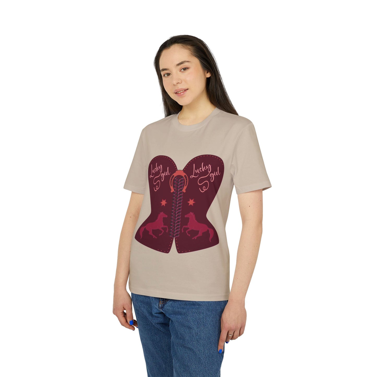 “Lucky Girl” burgundy corset T-Shirt by TwoSiS